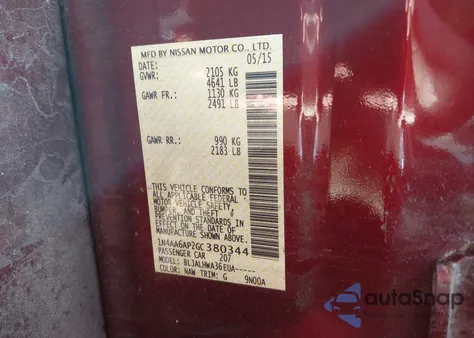 2016 Nissan Maxima 3.5 Platinum from USA, damaged, VIN 1N4AA6AP2GC380344